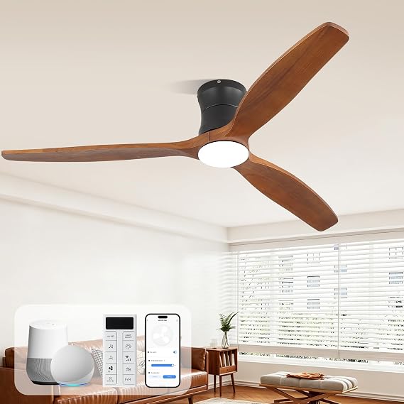 Sofucor 52" Smart Ceiling Fan with Lights and Remote Solid Wood