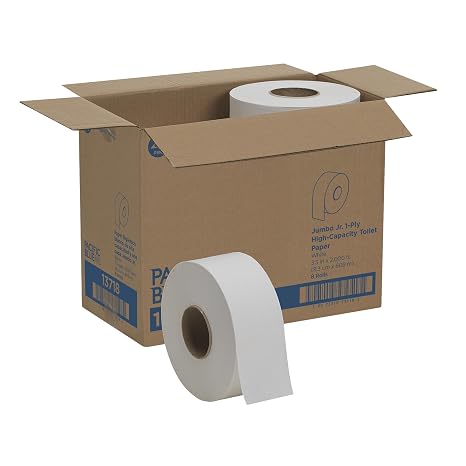 Pacific Blue Basic 1-Ply Jumbo Jr. 9'' Toilet Paper by GP PRO (GEORGIA-PACIFIC), 13718, 2,000 Linear Feet Per Roll, 8 Rolls Per Case