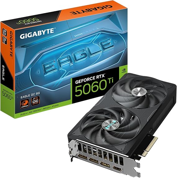 GIGABYTE GeForce RTX 5060 Ti Eagle OC 8G Grafik Kartı, 8GB 128-bit GDDR7, PCIe 5.0, WINDFORCE Soğutma Sistemi, GV-N506TEAGLE OC-8GD Ekran Kartı