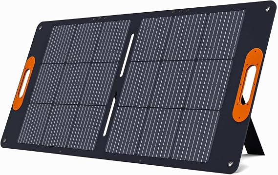ALLWEI 100W Portable Solar Panel for 300/500W Power Station Solar Generator, 18V Solar Battery Charger with 5.5 * 2.1MM Port, Adjustable Kickstand, Waterproof IP68 for RV Camping Outdoor Home Use