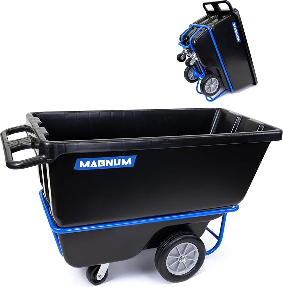 Tilt Truck, 1/2 Cu. Yd. Capacity Dump Cart with Heavy Duty 12 Wheels & 5 Casters & Forklift-able Frame for Jobsites, 850 lbs, Trash Cart with Wheels DUC12T-F-02PK (2-Pack)