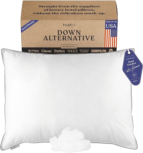 FluffCo Zen Down Alternative Bed Pillows - Standard/Queen, 20 x 28 in