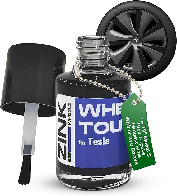 Premium Tesla Wheel Touch Up Paint for Model S 19-inch Grey Tempest Rims - Color-matched Paint for DIY Curb Rash Repair - Made in USA