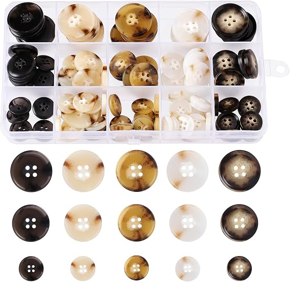 110Pcs Mixed Sewing Buttons 4-Hole Craft Round Buttons