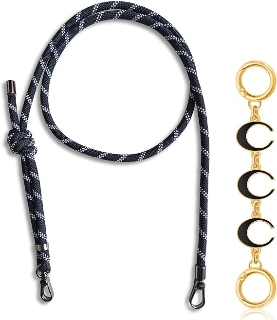 Adjuatable Paracord Rope Bag Strap Crossbody with Gold Bag Extender Chain | Hand Woven Purse Straps Cross Body for Long Champ Mini Handbag Shoulder Strap for Women, Girls,Teens