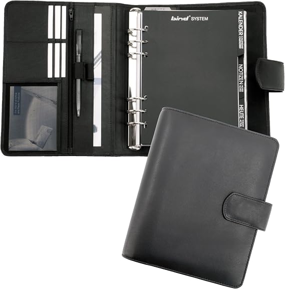 bind - T 5 - personal organizer A5 with calender leather black