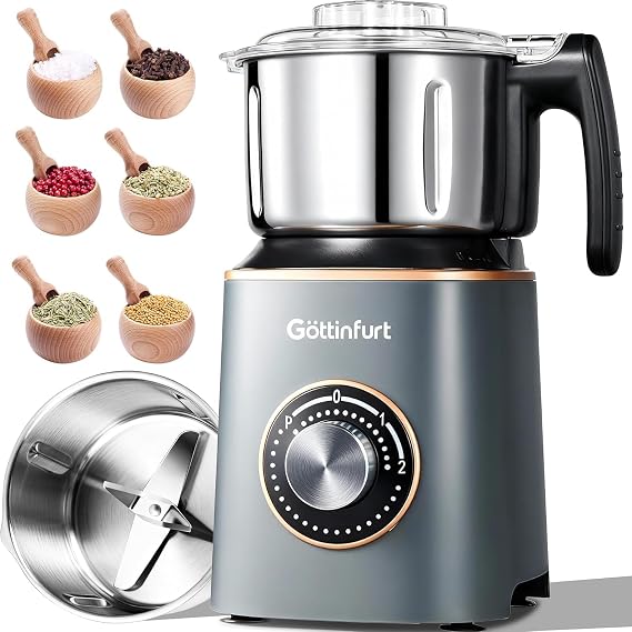Versatile Grinder for Kitchen, Electric Spice Grinder 800g Stainless Steel Mill Grinder with Detachable Bowl for Wheat, Nuts, Herb and Coffee Beans