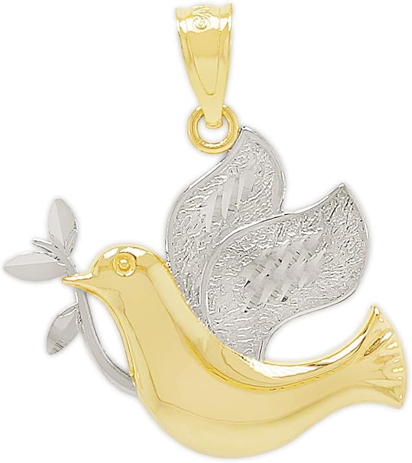 Charm America - Gold Peace Dove Charm - 10 Karat Solid Gold