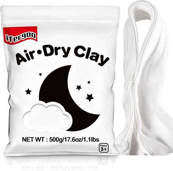 iFergoo Air Dry Clay, Ultra Light Modeling White Clay for Kids
