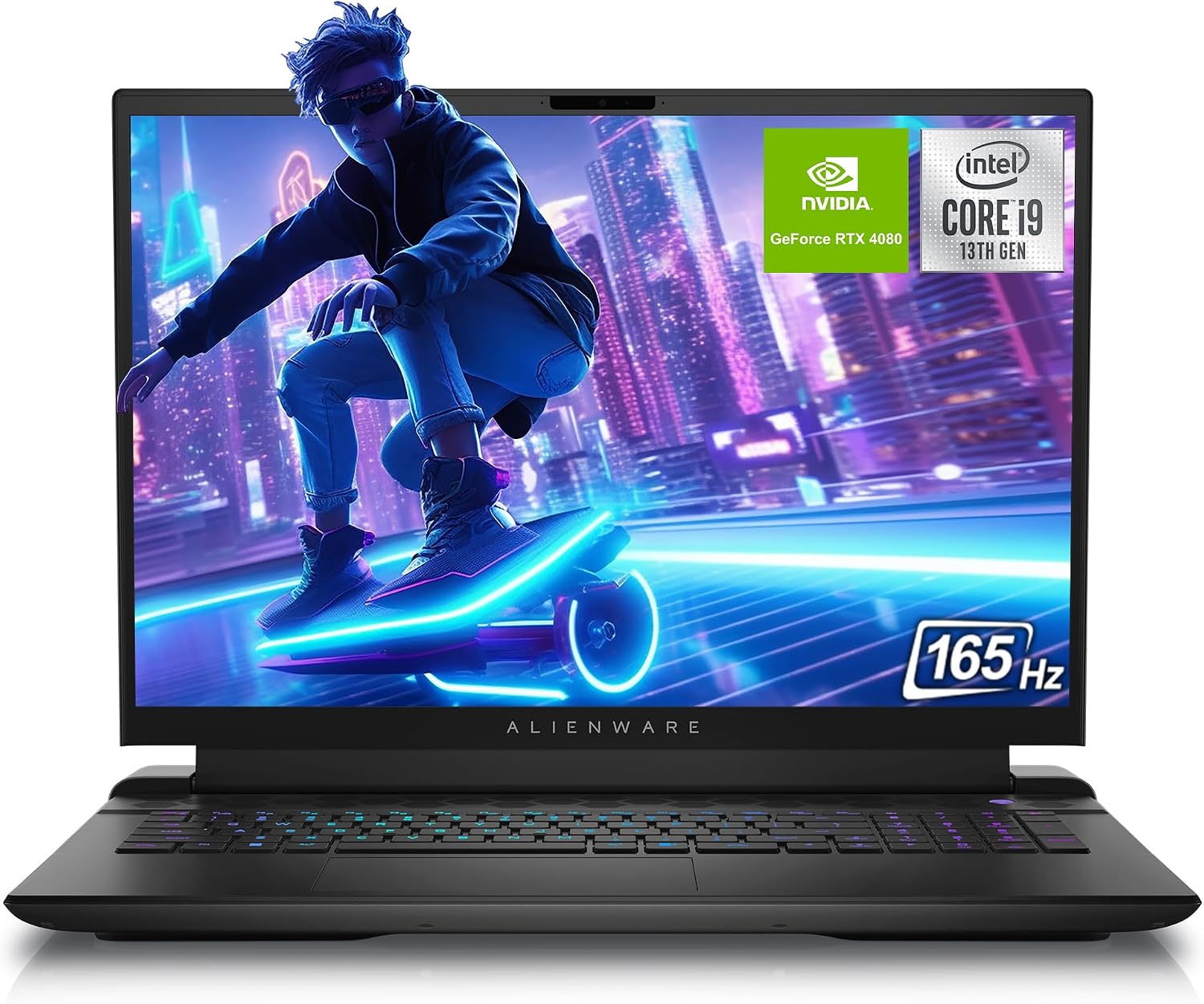 Alienware M18 Laptop, 18 QHD Display, Intel Core i9-13900HX, 64 GB DDR5 RAM, 4 TB PCIe SSD, NVIDIA GeForce RTX 4080, Backlit Keyboard, Windows 11 Home, Dark Metallic Moon, Black