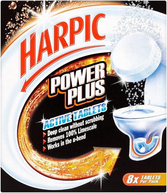 Harpic Powerplus Active Tablets, Original Scent, Pack 1 x 8 Tablets, Deep Clean Without Scrubbing, Removes 100% Limescale, Toilet Cleaner