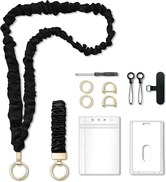 Scrunchie Lanyard for ID Badges - Elastic Cute Teacher Lanyard with ID Holder for Office Staff, Teacher Appreciation