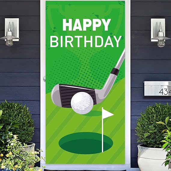 Golf Happy Birthday Banner Golf Clubs Golf Ball Sport Theme Decor Decorations for Golfer Man Bday Birthday Party Supplies Backdrop Favors Background Photo Booth Props Flag