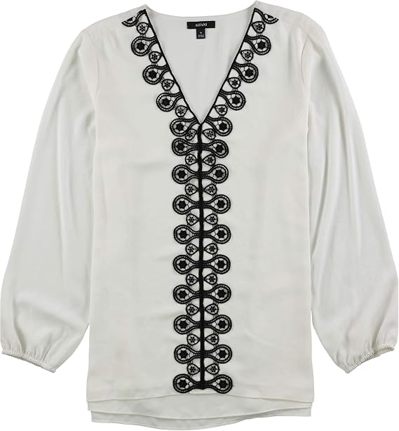 Alfani Womens Lace-Trim Tunic Blouse