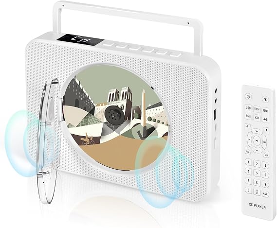SHIWAKOTO Portable CD Player Bluetooth FM Radio USB AUX Home