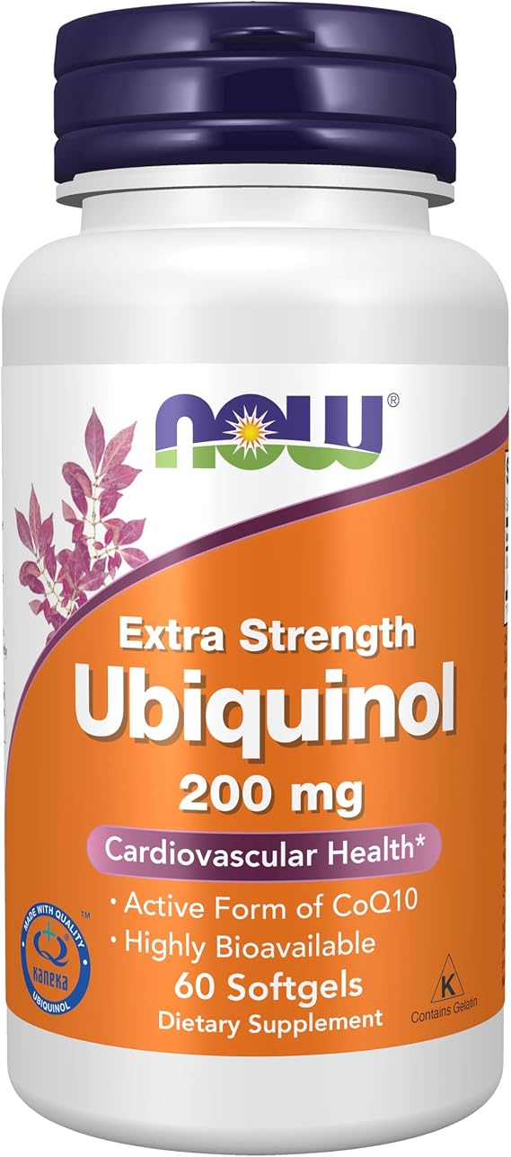 NOW Supplements, Ubiquinol 200 mg, High Bioavailability (the Active Form of CoQ10), 60 Softgels