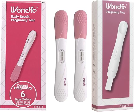 Wondfo Early Result Pregnancy Test [10mIU/ml 5 Pack ] and Rapid Result Pregnancy Test Strips Kit [ 25mIU/ml 3 Pack ]