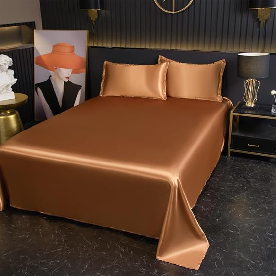 Sheet Set, Cooling Sheets,Breathable & Soft Bed Sheets, Hotel Luxury Silky Bedding Sheets & Pillowcases for Hair and Skin, Gifts for Women(Coffee,180 * 230cm No Pillowcase)