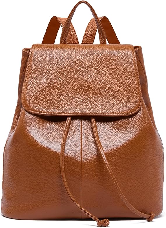 BOYATU Womens Full-Grain Leather Backpack Purse, Minimal Structured Design, Work Commuter & City Travel, Compact Everyday Essentials, Fashion RFID Pocket Bag ((Brown)