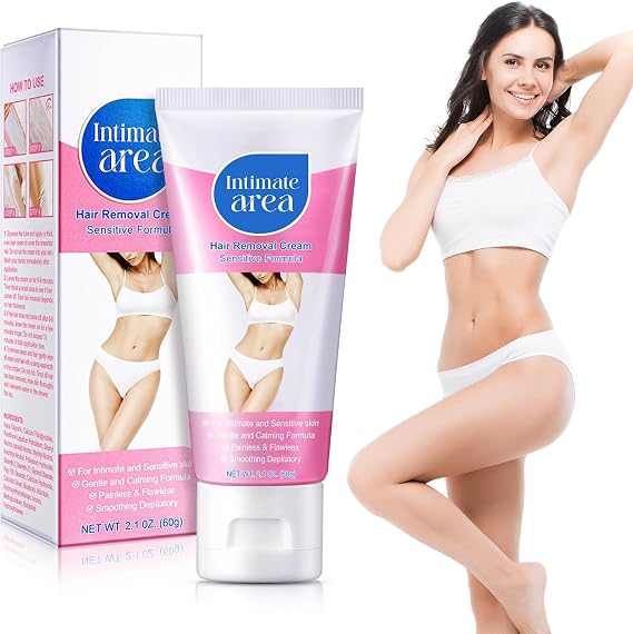Hair Removal Cream, Intimate/Private Hair Remover, Extra Gentle Depilatory Cre-am for Sensitive Formula With Painless & Flawless,Bikini,Genitals,Armpits,Legs,Body,Shaving Cream For Women And Men- 60ML