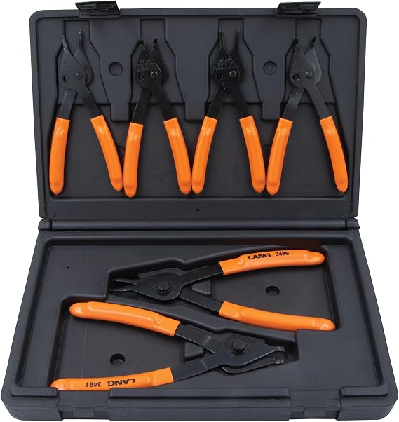 Lang Tools (3497 6-Piece Fixed Tip Combination Internal/External Snap Ring Pliers Set, Black, One Size