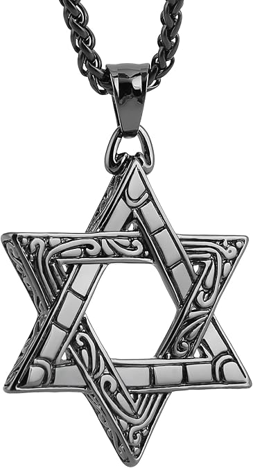 HZMAN Israel Magen Stainless Steel Star of David Necklace for Women Men
