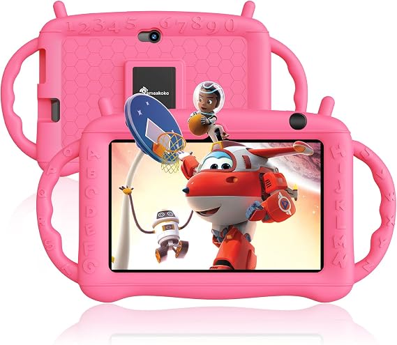 Kids Tablet 7in Android 12 Tablet for Kids Age 3-12, Quad Core 2+32GB Toddler Tablet with Shock-proof Case, Parental Control, Pre-installed Kids Educational APP,HD Screen,Dual Camera