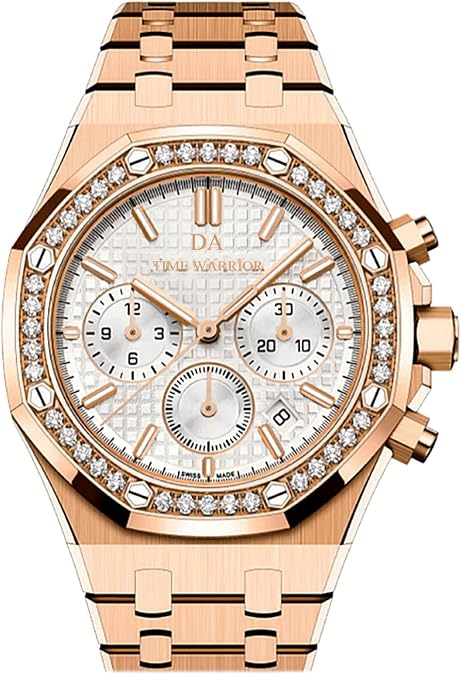 Men's Watches DA Royalty Rose Gold Luxury Watch Chronograph 316 Stainless Steel, White Dial, Japanese Movement AP Style