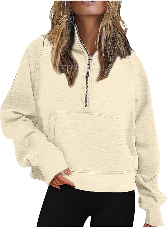 Ceboyel Oversized Sweatshirt for Women Long Sleeve Pullover Tops 1/4 Zip Up Hoodie Y2k Trendy Fall Clothing 2023