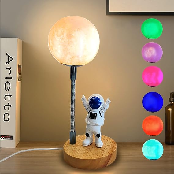 Moon Lamp for Kids, Space Buddy Lights with 7 Color, Astronaut Night Light