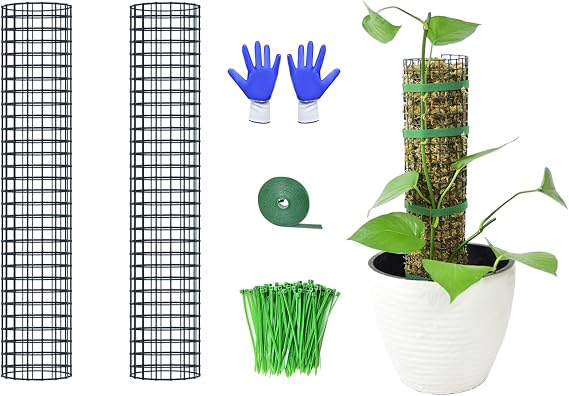 2 Pack Metal Moss Pole,15" Moss Poles for Plants Monstera, Stackable Sphagnum Moss Pole for Plants,Plant Poles for Climbing Plants Work with Sphagnum Moss(2 Pack 15")