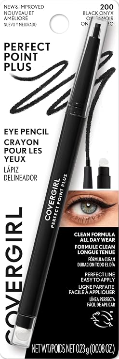 COVERGIRL Perfect Point Plus Eyeliner Pencil, Black Onyx Pack of 1, Long-Lasting, Versatile Black Eyeliner, Soft Smudging Tip, No Sharpening Needed