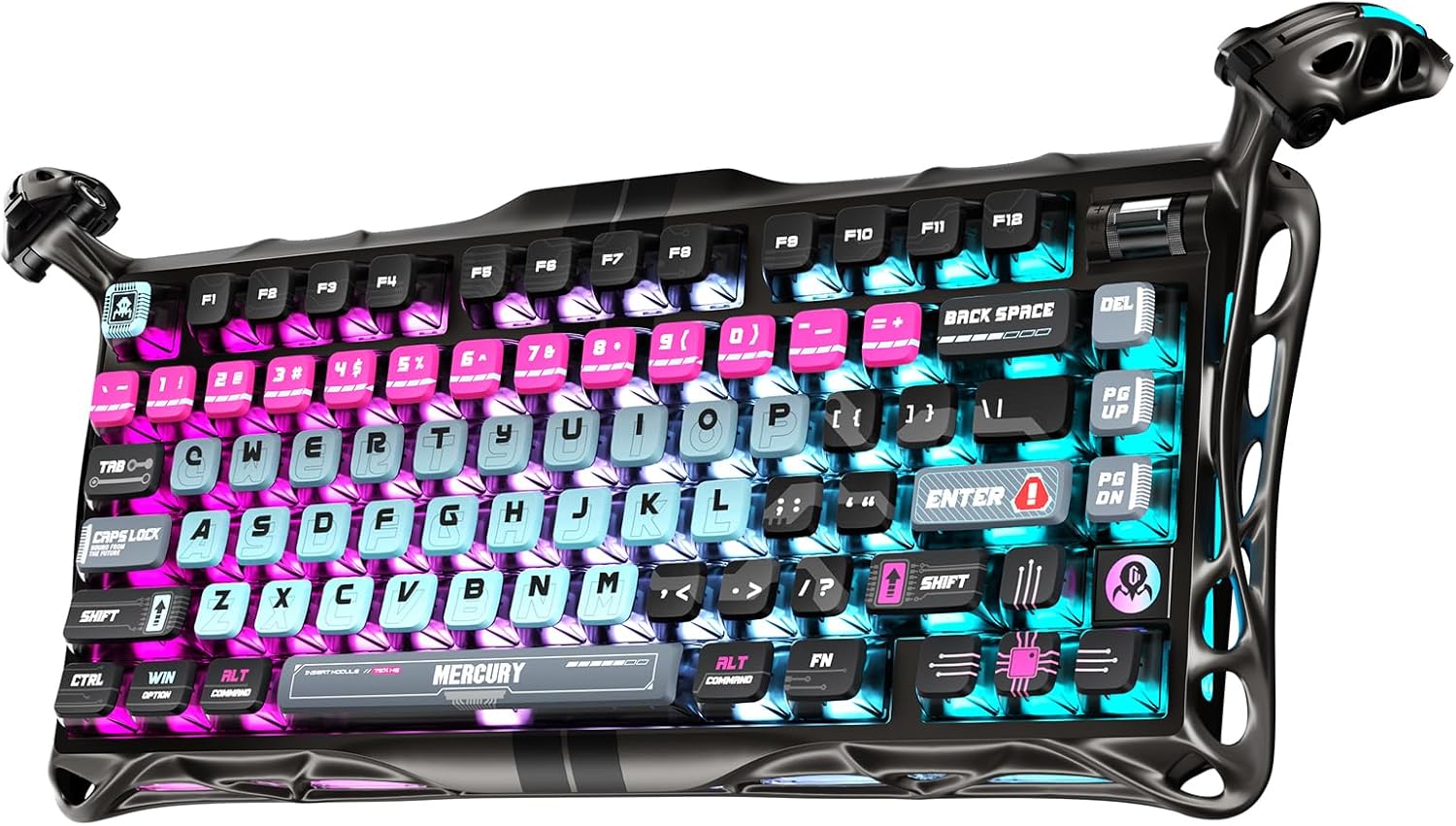 GravaStar Mercury V75 Pro HE Hall Effect Magnetic Switch Gaming Keyboard, Hot-Swappable, Rapid Trigger, 8000Hz, 0.125ms Ultra Low Latency, Wired, RGB Illuminated, English Q, Cyberpunk