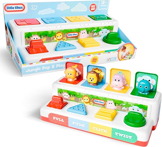 Lollipop Little Tikes Pop and Play Pals - Pop-Up Action Toy for Toddlers - Pull, Push, Click, Twist - Develop Motor Skills and Exploration Montessori Learning Toy