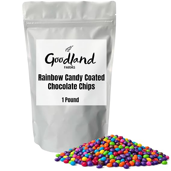 Rainbow Candy Coated Chocolate Chips, 1 lb Resealable Bag, Cosmic Brownie Rainbow Sprinkles for Baking, Brownies, Cookies & Desserts