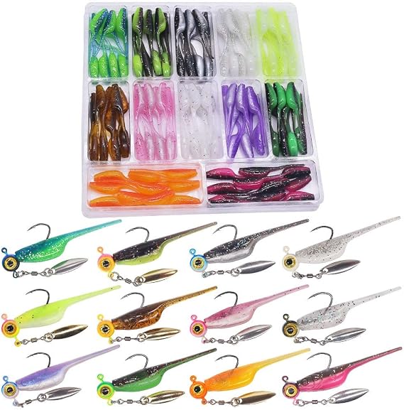 Crappie-Baits- Plastics-Jig-Heads-Kit-Shad-Minnow-Fishing-Lures-for Crappie-Panfish-Bluegill-40 &135 Piece Kit