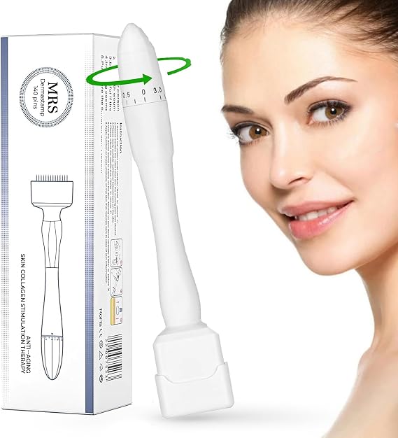 Adjustable Microneedling Derma Stamp - 140 Titanium Pins Professional Microneedle Dermapen for Hair, Beard Growth, Face, Body - MRS-N & DRS-N (MRS)