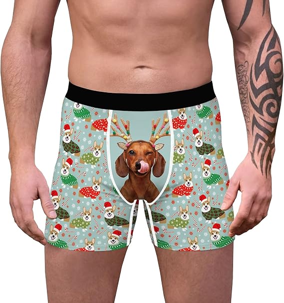 Men's Boxer Shorts- Stretch Trunks Underwear Brief Men's Novelty Boxer Briefs Funny Printed Underwear for Halloween Carnival Party
