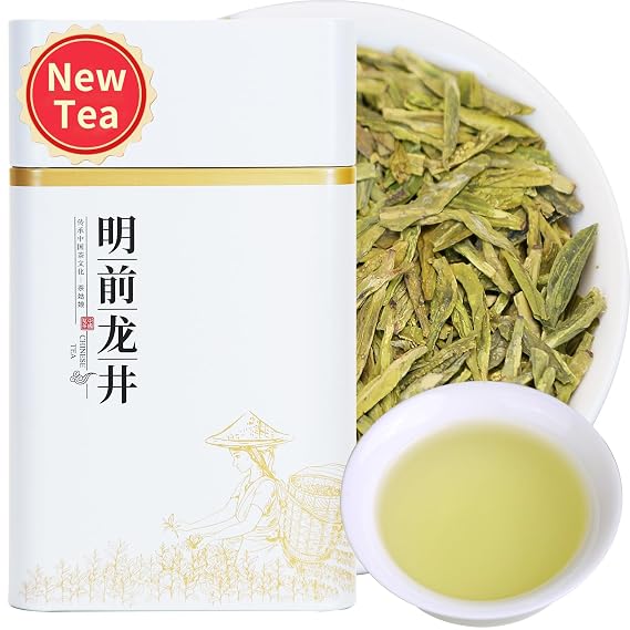 Yuexi Longjing Tea Dragon Well Longjing Green Tea Loose Leaf Hangzhou Long Jing Dragonwell Chinese Tea China Green Rich Bean Aroma 120g/4.23oz
