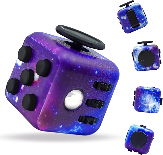 Fidget Toy Cube Fidget Anxiety Relief Toys for Adults and Kids 6 Sides Cube Toy Fidget Handheld Adult Audible Silent Fidget Toy Cube for ADD/ADHD/OCD