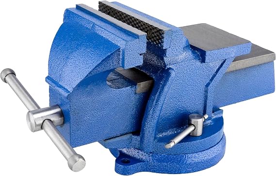 HYCHIKA Combination Bench Vise 5 Inch, Utility Combination Pipe Home Vise, 360 Swivel Base Clamps Fixed Tool for Woodworking, For Woodworking, Cutting Conduit, Drilling, Sawing, Blue