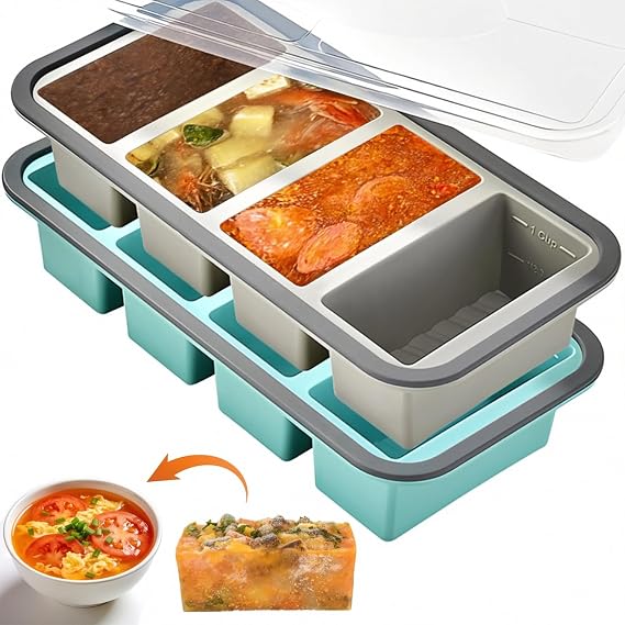 2 Pack Silicone Soup Freezer Moulds, Soup Freezer Containers, Freezer Tray