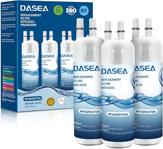 DASEA W10295370A Filter Replacement Compatible with W10295370, Filter 1, EDR1RXD1, WHR1RXD1, P8RFWB2L, P8WB2L, P4RFWB, 46-9930, 46-9081 (3 Pack)