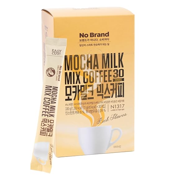 No-Brand Korean Instant Coffee Packets Mocha Milk- 30 Single Serve Easy-Cut Stick- Convenient Individual Coffee Packets - Perfect Instant Coffee Sticks for On-the-Go Brewing