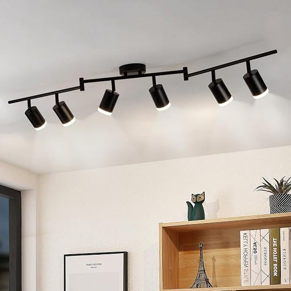 Gr4tec Kitchen Ceiling Lights 6 Way, Black Light Fitting GU10, Without Bulb