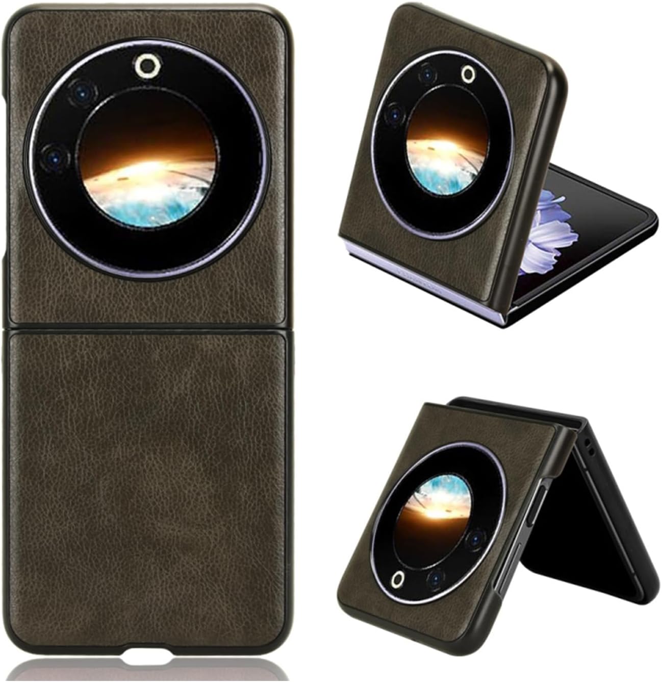 Leather Patterned Plastic Protection Sleeve for Microcase Tecno Phantom V Flip - AL3156 Taba