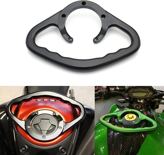 Motorcycle Rear Passenger Handles Handgrips Gas Tank Grab Bar Handlebar Fuel Tank Armrest Handle Grip 5 Holes for Kawasaki Ninja 250 300 ZX-6R Z250 Z300 Z750 Z800 Z1000 Z1000SX ER-6N/F(Black)