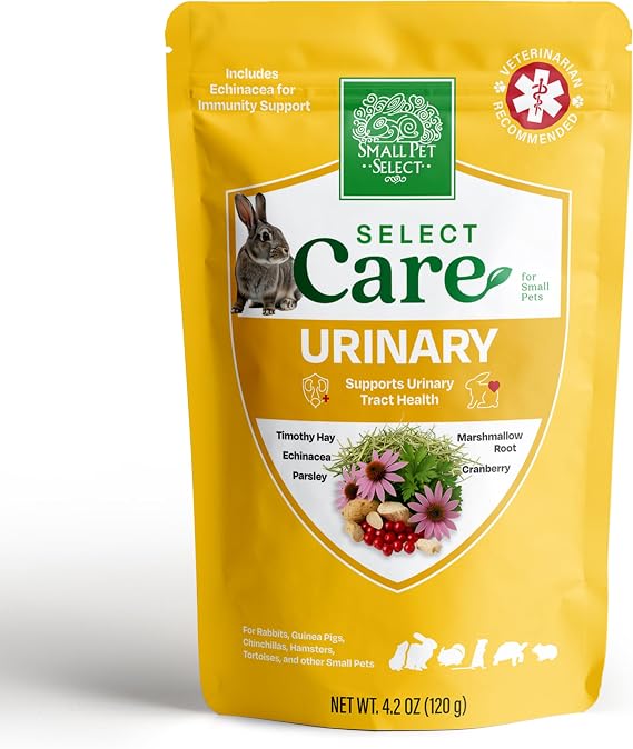 Small Pet Select Select Care Urinary Health Support, Timothy Hay Blend with Cranberry and Herbs for Rabbits, Guinea Pigs, Small Animals, 120g Resealable Pouch