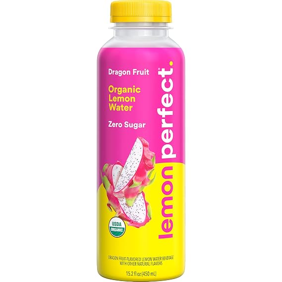 Lemon Perfect Dragon Fruit Mango, Hydrating Flavored Lemon Water, Zero Sugar, Delicious and Refreshing, Organic, 15.2 fl oz Bottle