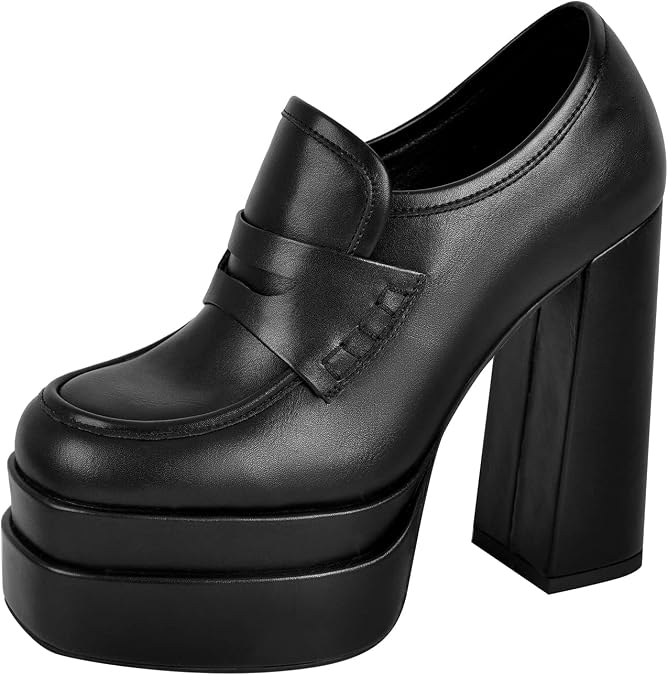 Double Platforms Chunky High Heel Loafers Pumps